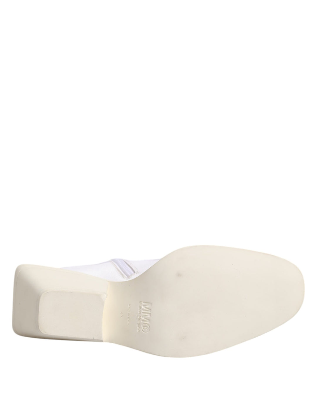 White Square Heel Zip Ankle Boots Shoes