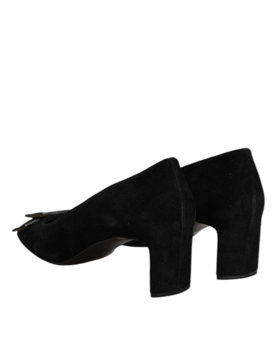 Black Suede Leather Slip On High Heels Pump Shoes