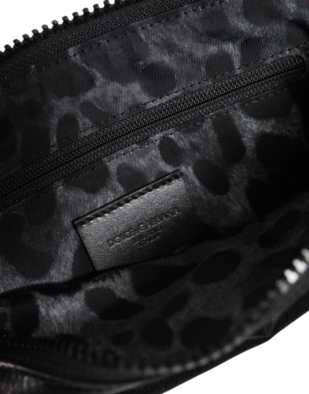 Black Nylon Logo Plaque Keyring Pouch Clutch Bag