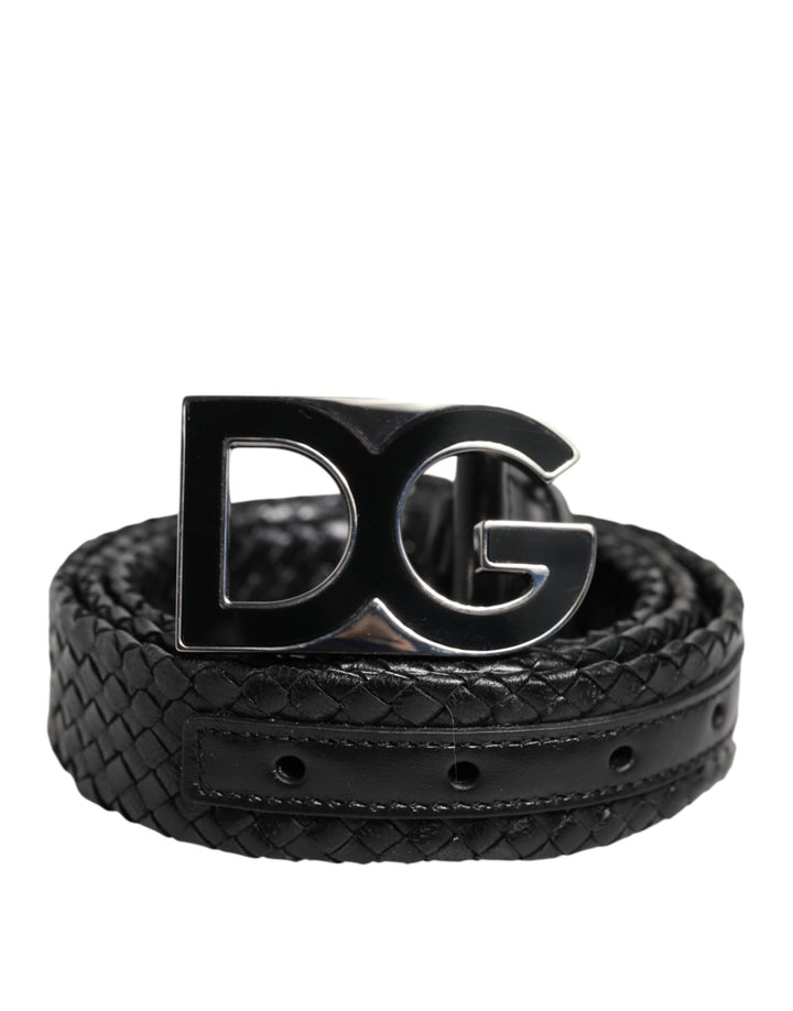 Black Classic Leather DG Logo Buckle Belt