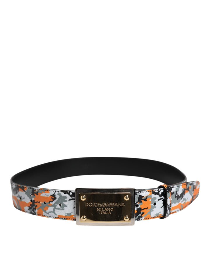 Multicolor Camouflage Metal Logo Buckle Belt