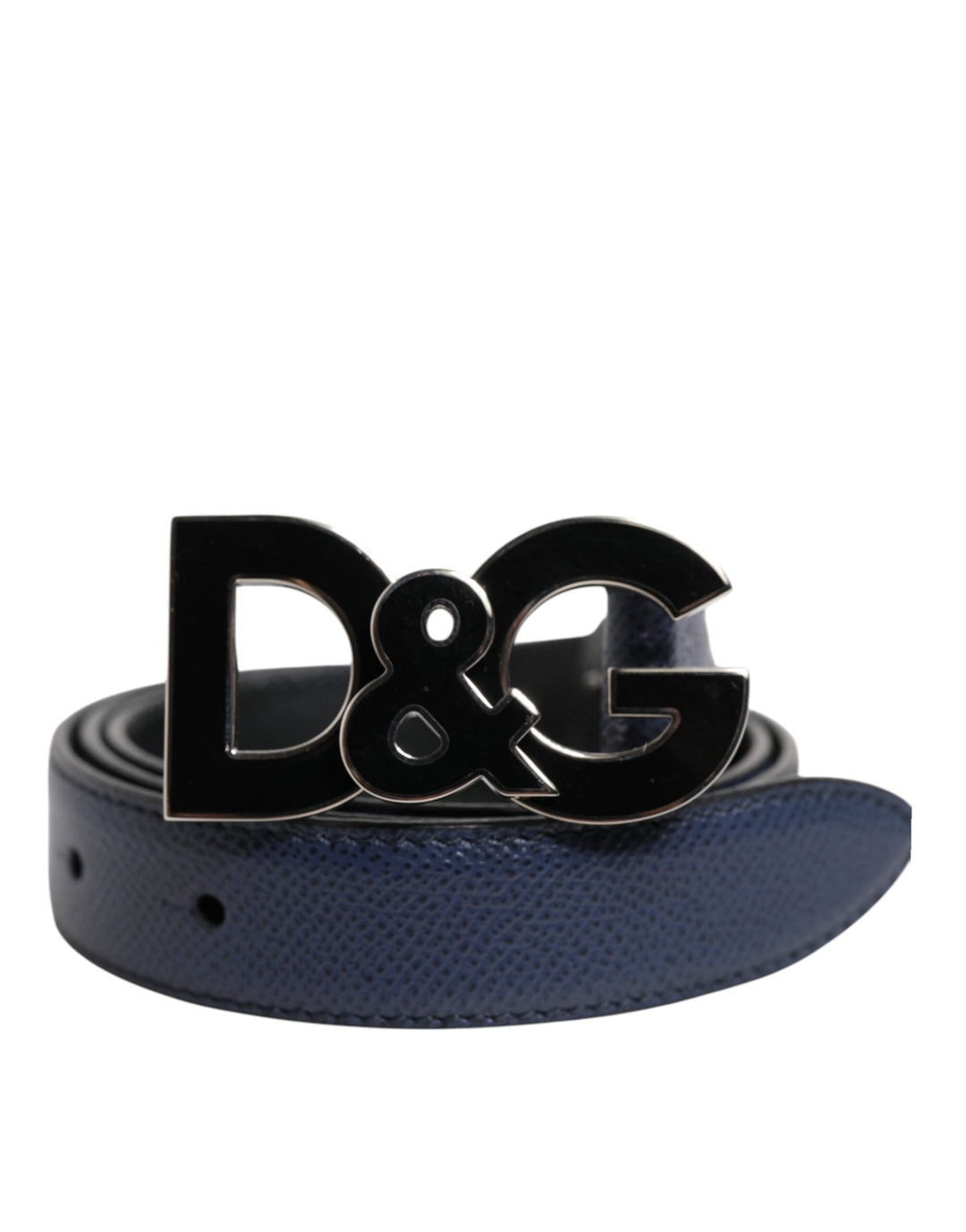 Blue Leather Classic Metal DG Logo Buckle Belt