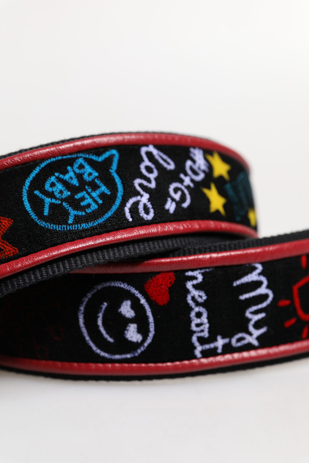 Black Cotton Printed Women Bag Accessory Shoulder Strap