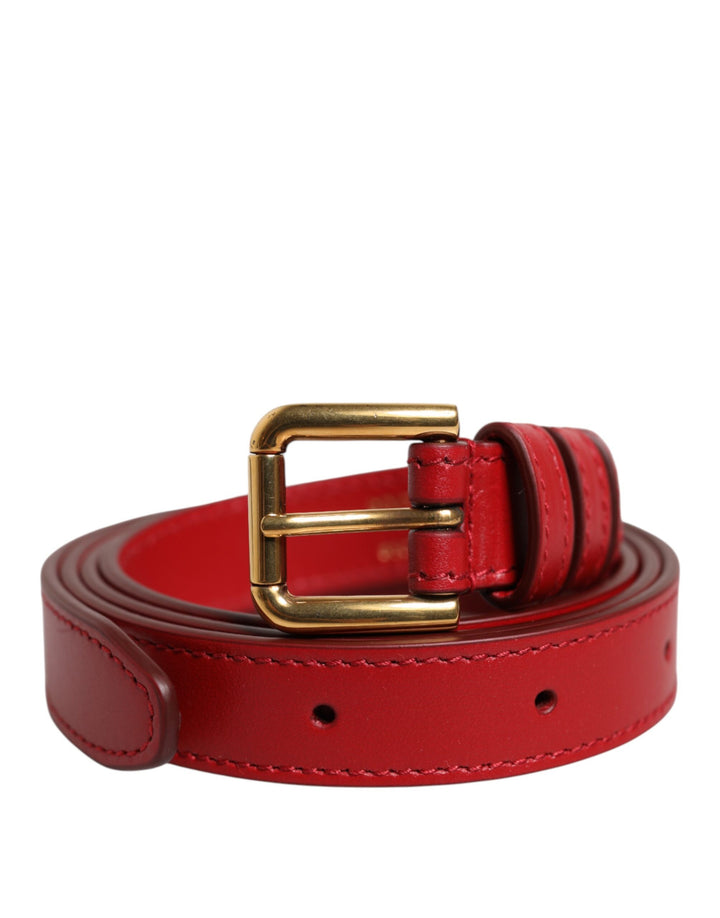 Red Logo Engraved Metal Waist Buckle Belt