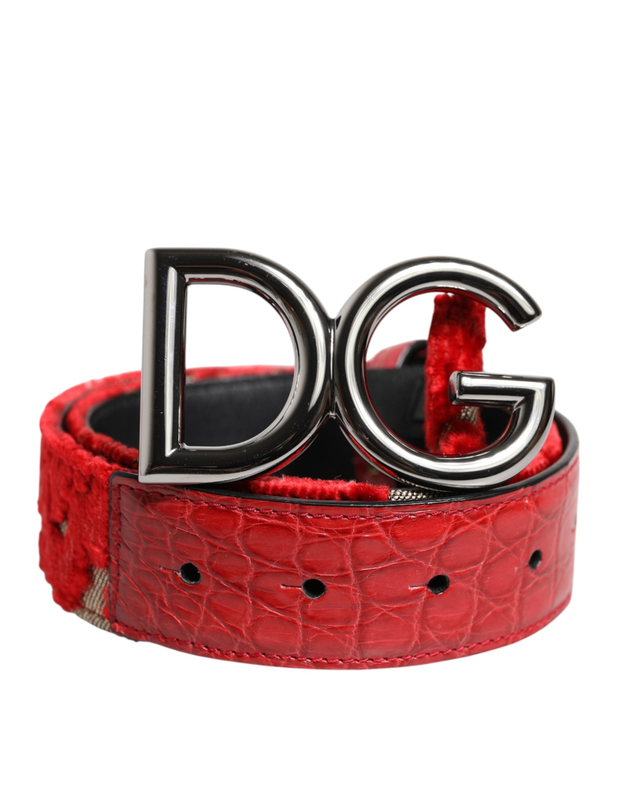 DOLCE&GABBANA　DGロゴ ラインストーン バックル　ベルト　赤　34 DOLCE&GABBANA DGロゴ ラインストーン バックル ベルト 赤 34 Dolce