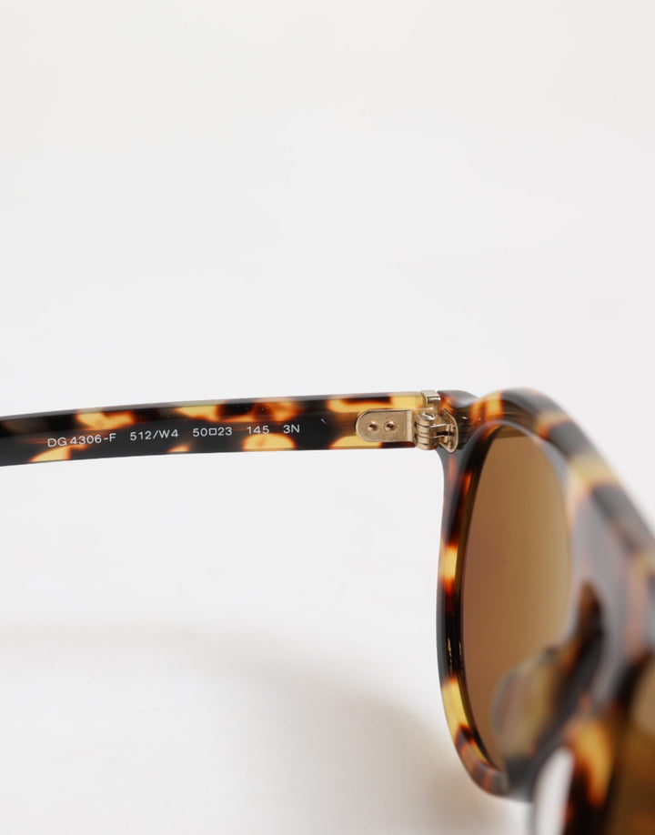 Brown Acetate Round Leopard Print Eyewear Sunglasses