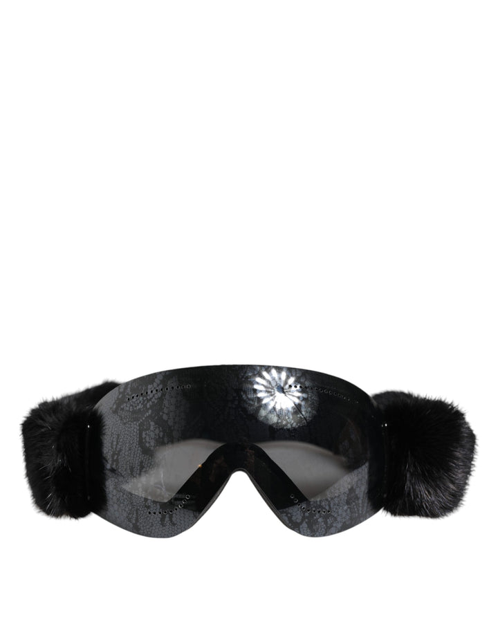 Black Bi0759 Lace Mirrored Ski Goggles Mask Sunglasses