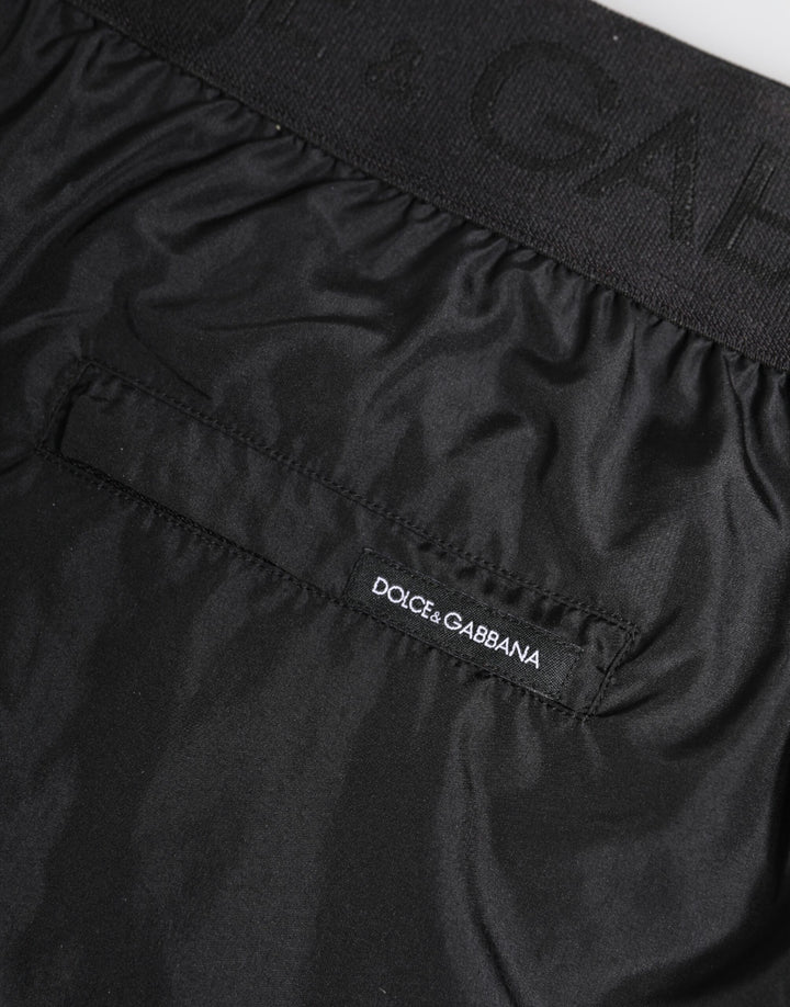 Black Logo Print Beachwear Men Shorts Swimwear