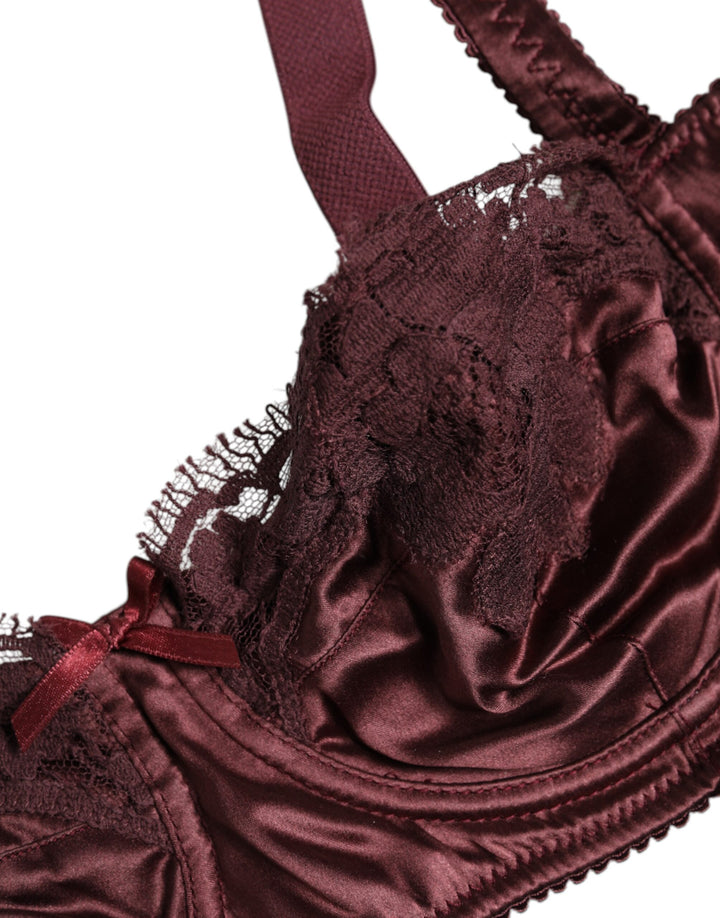 Burgundy Silk Underwired Balconette Bra Underwear