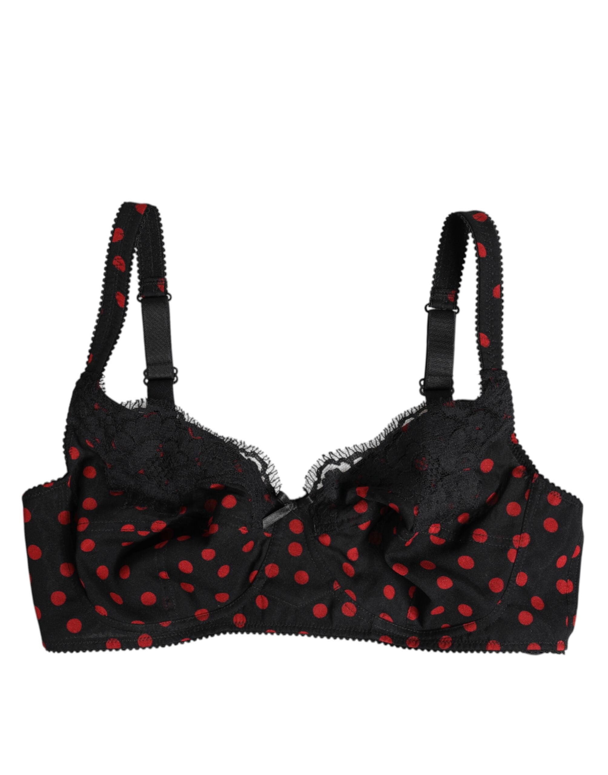 Dolce & Gabbana Black Red Polka Dot Underwired Balconette