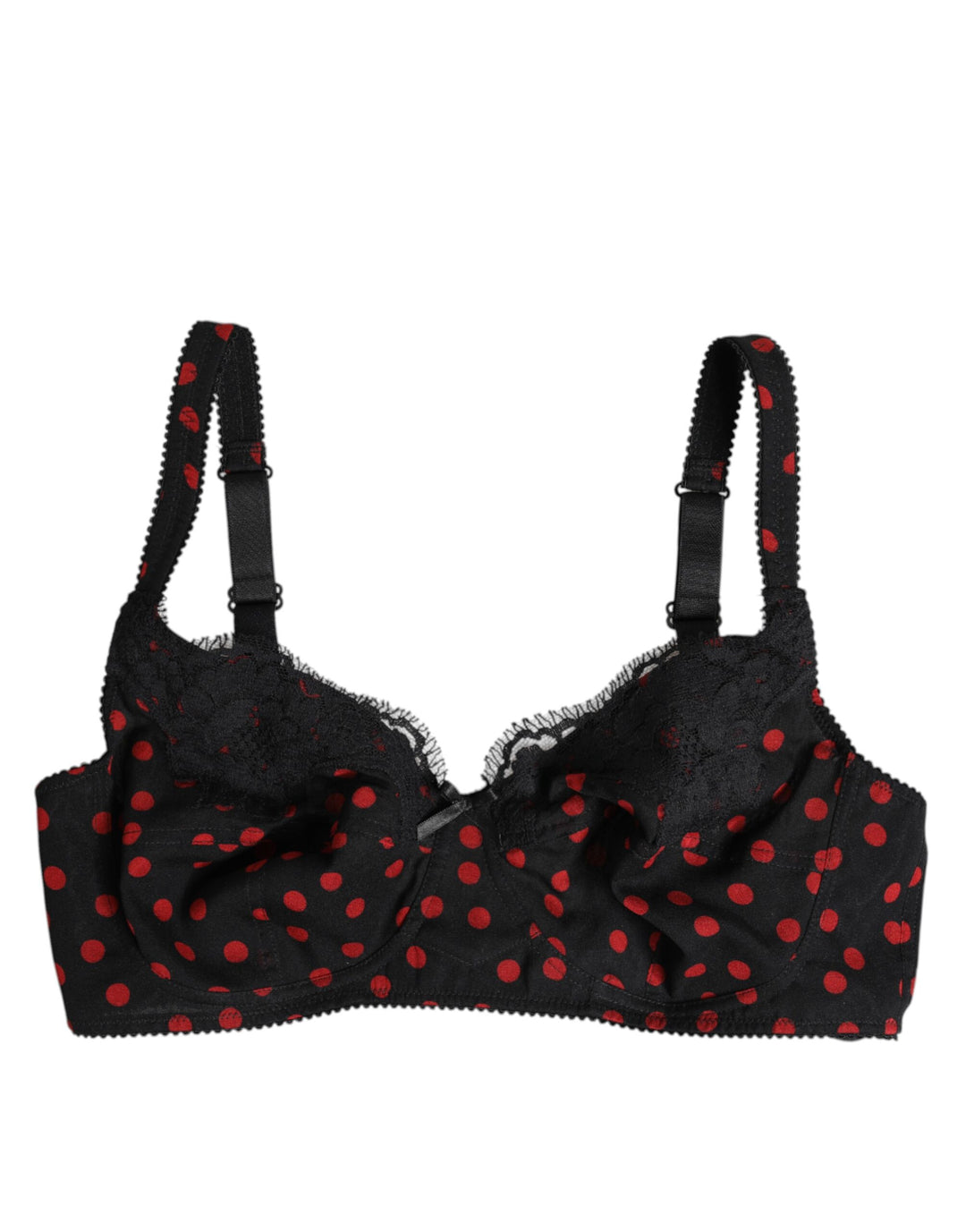 Black Red Polka Dot Underwired Balconette Underwear