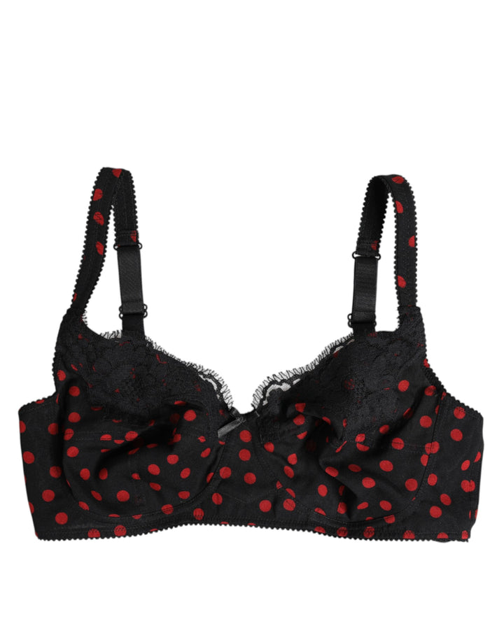 Black Red Polka Dot Underwired Balconette Underwear