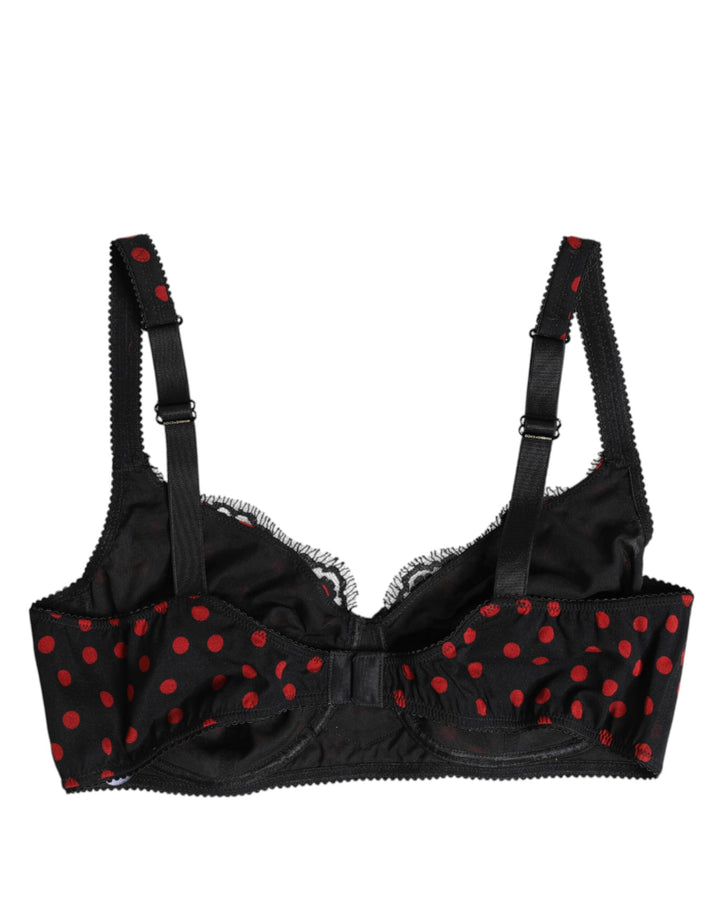Black Red Polka Dot Underwired Balconette Underwear