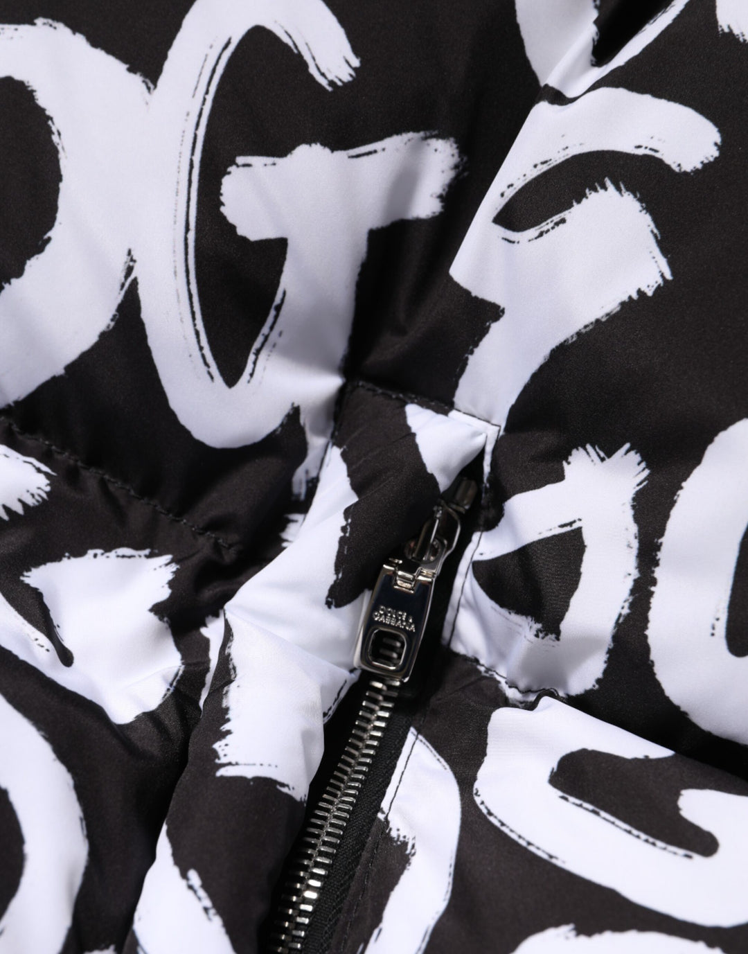 Black White DG Mania Hooded Long Coat Jacket