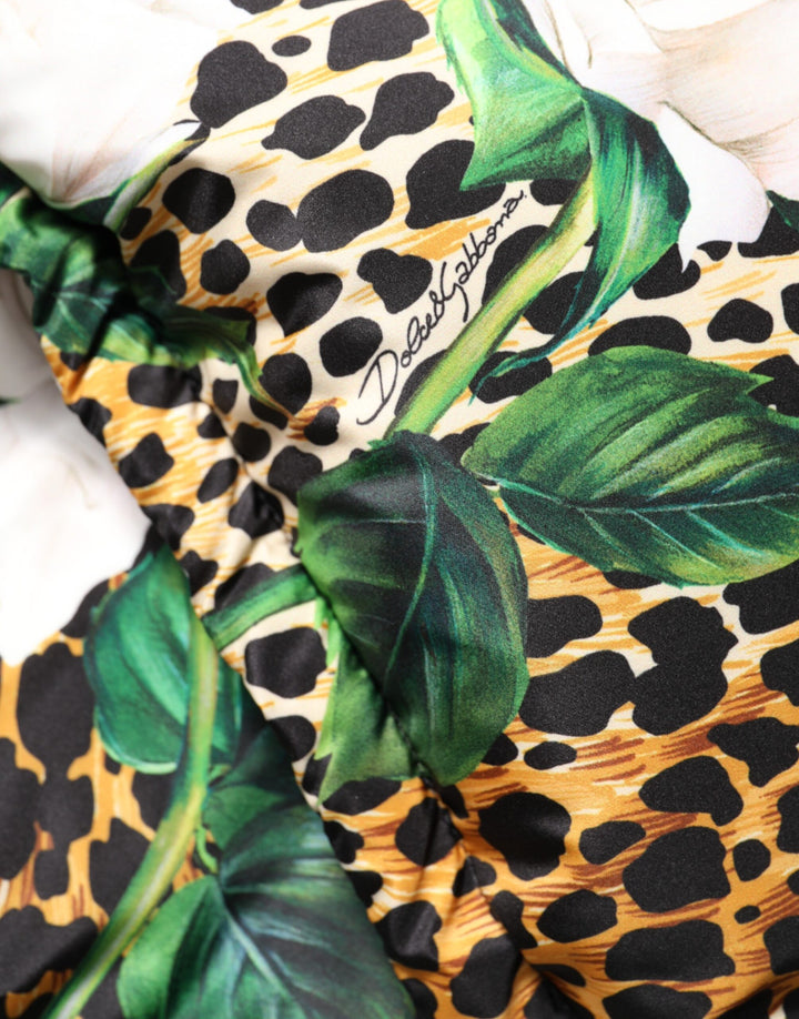 Multicolor Leopard Rose Puffer Quilted Jacket