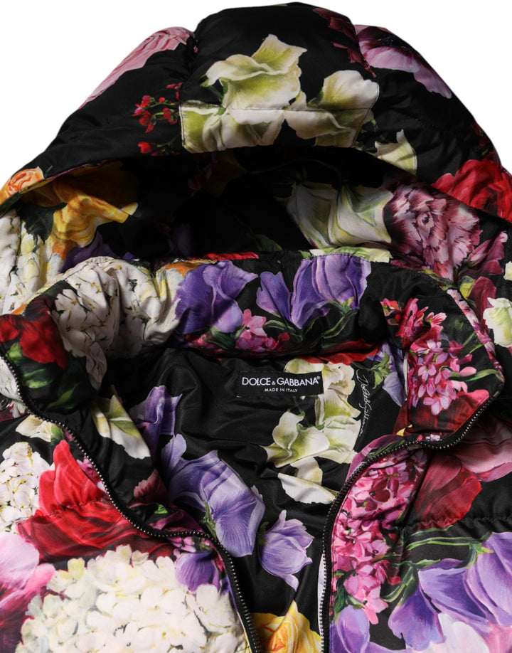 Multicolor Floral Hooded Puffer Quilted Jacket