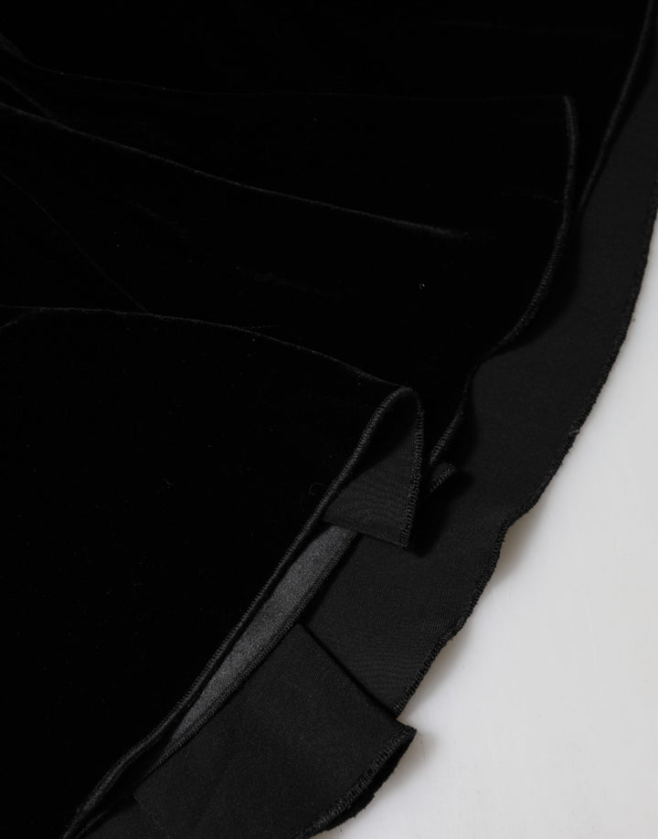 Black High Waist Fit Flared Midi Skirt