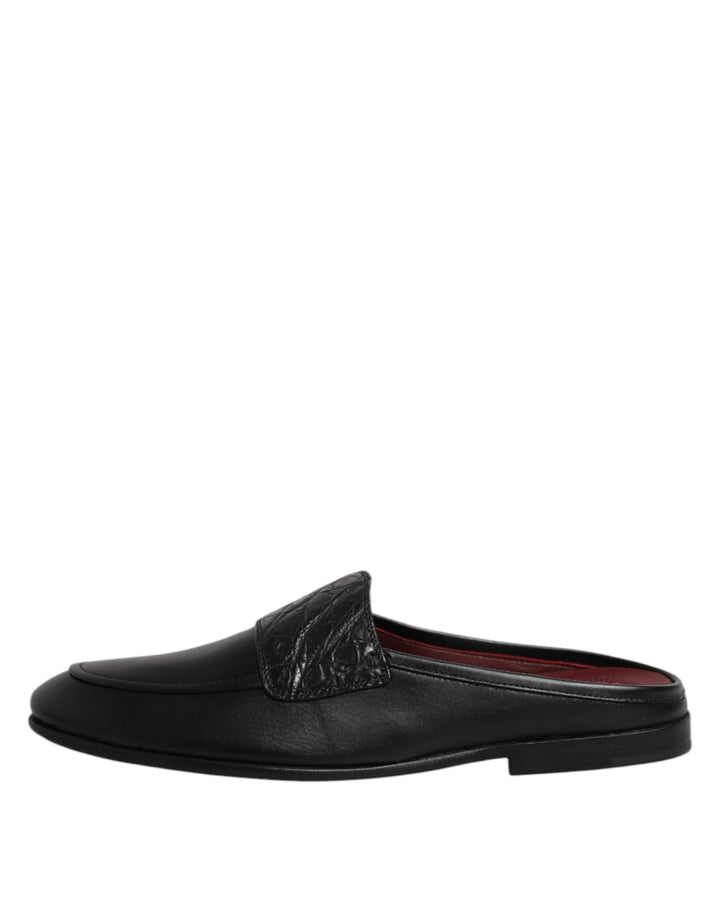 Black Calfskin Leather Slip On Loafers Shoes