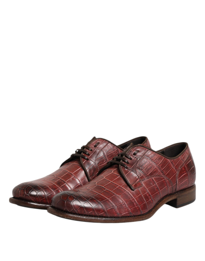 Burgundy Leather Lace Up Derby Dress Shoes