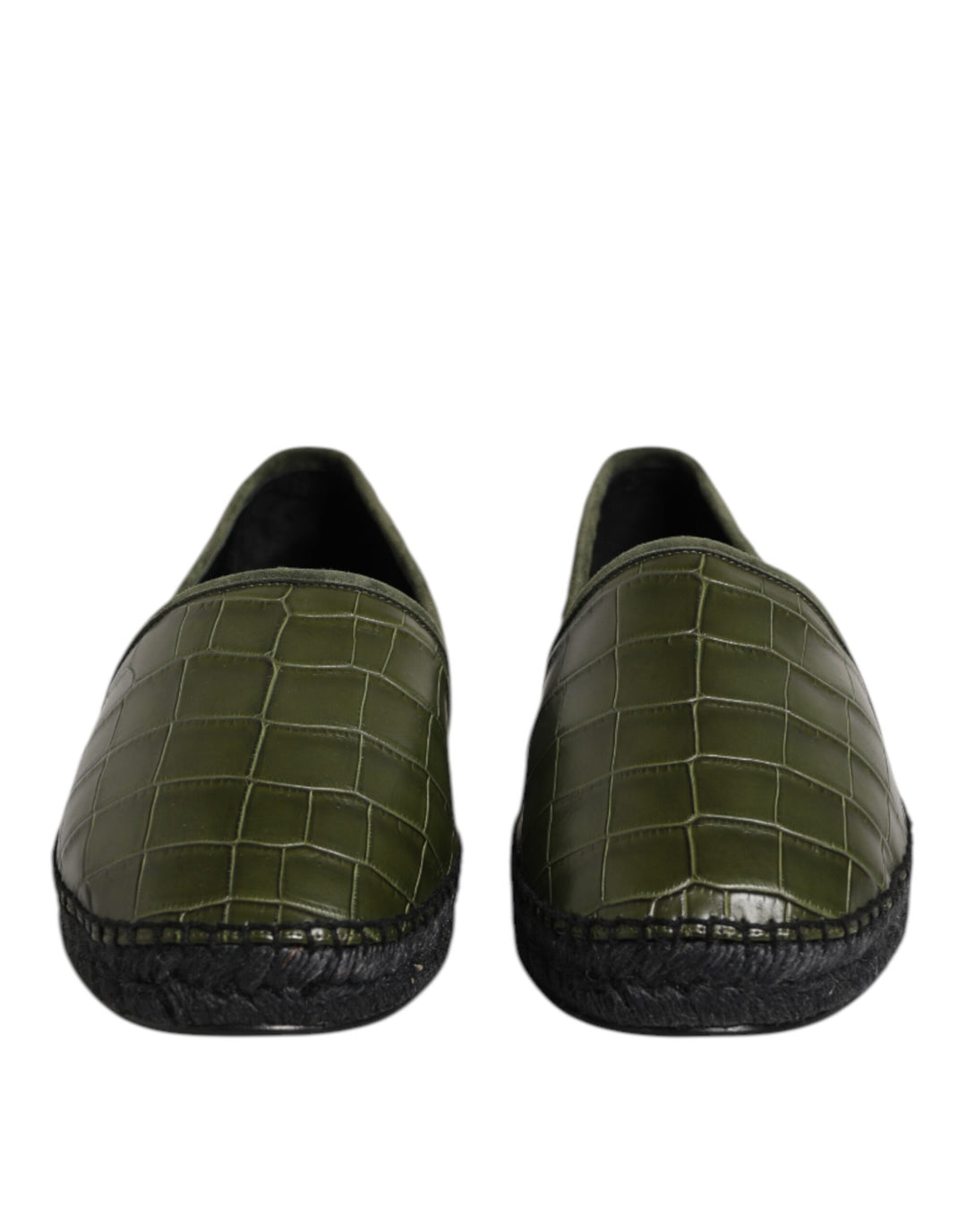 Green Exotic Leather Espadrilles Slip On Shoes