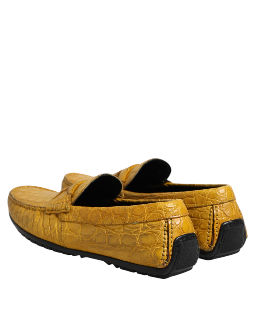 Yellow Exotic Leather Loafers Slip On Shoes