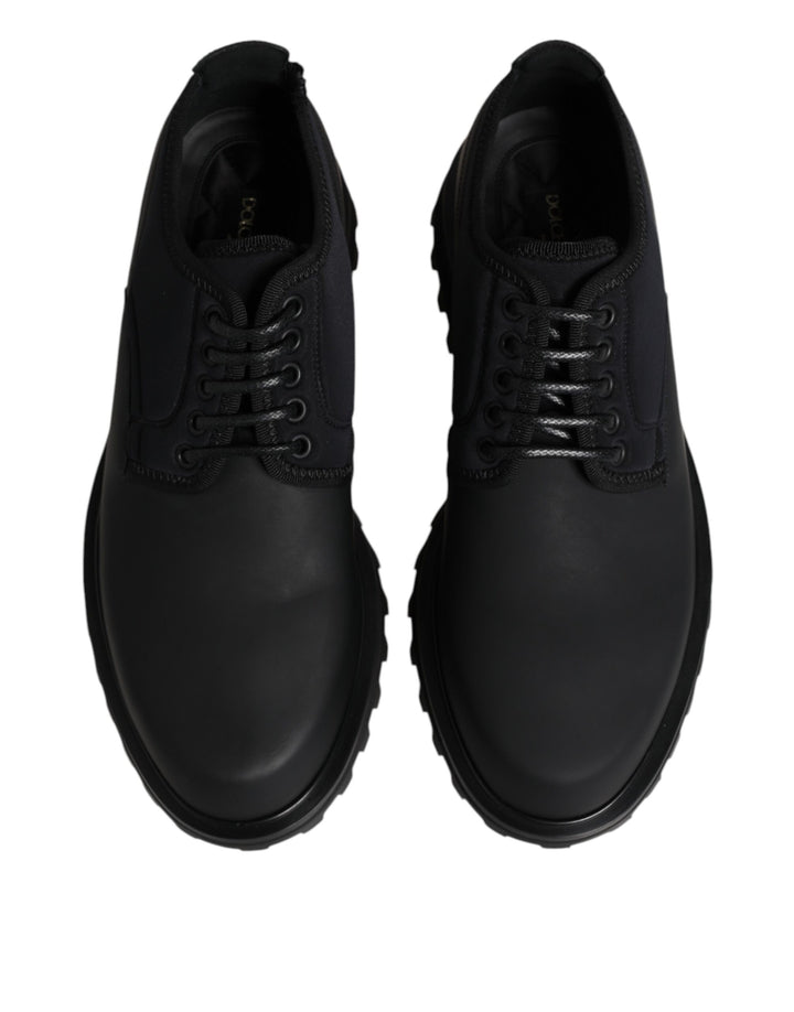 Black Leather Lace Up Trekking Dress Shoes