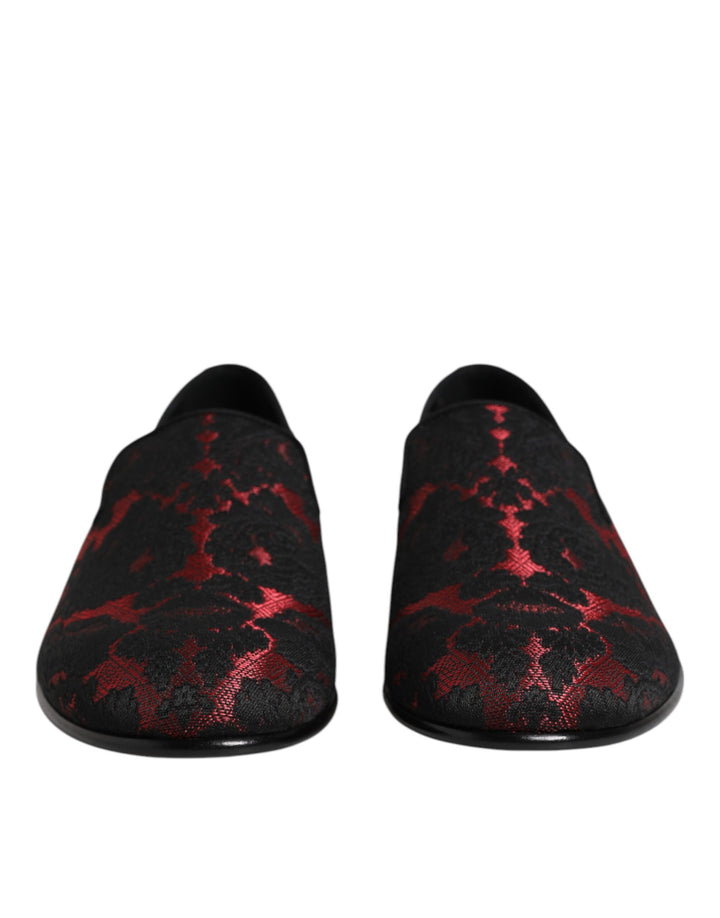 Red Black Jacquard Slip On Men Loafers Shoes