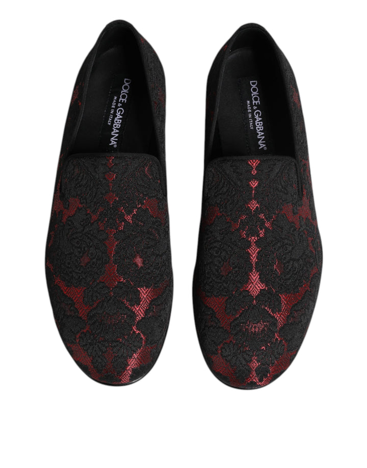 Red Black Jacquard Slip On Men Loafers Shoes