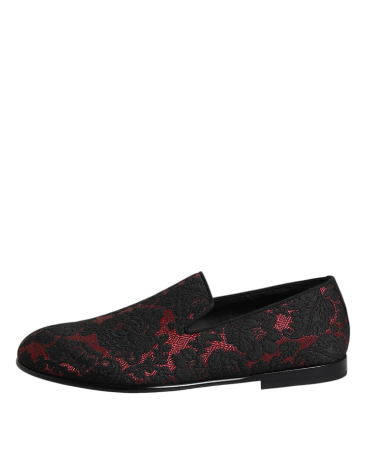 Red Black Jacquard Slip On Men Loafers Shoes