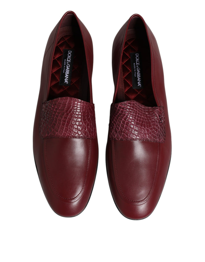Burgundy Calfskin Leather Formal Slip On Shoes