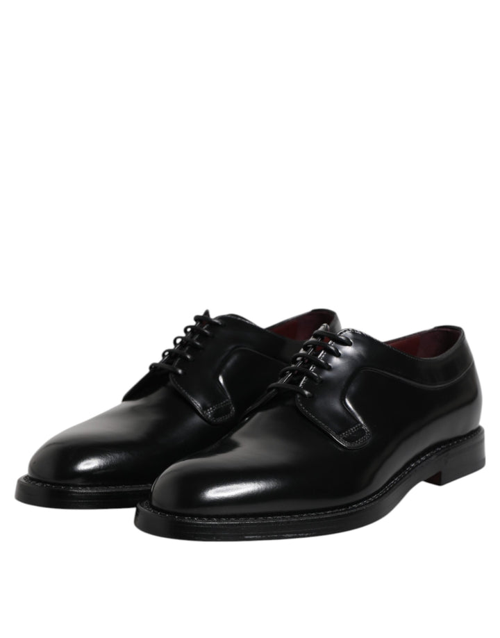 Black Calf Leather Lace Up Dress Derby Shoes