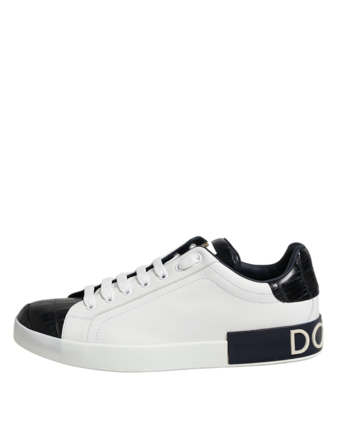 White Black Leather Portofino Sneaker Shoes