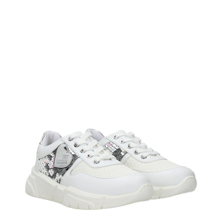 White Fabric Sneakers