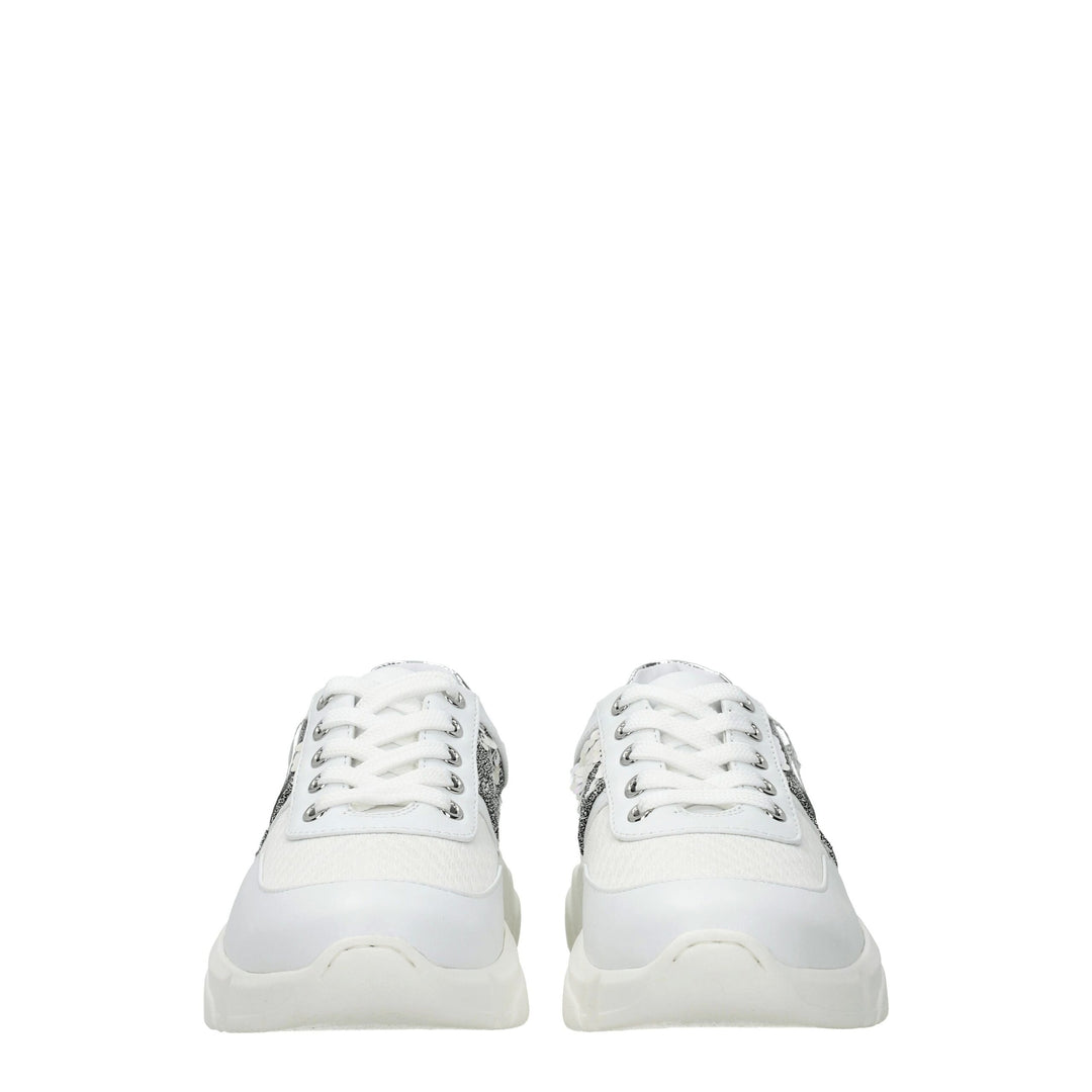 White Fabric Sneakers