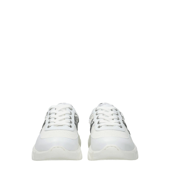 White Fabric Sneakers