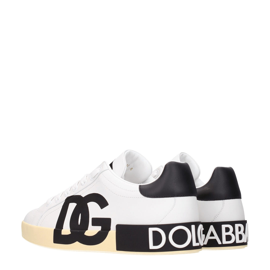 Dolce & Gabbana White Leather Low Tops