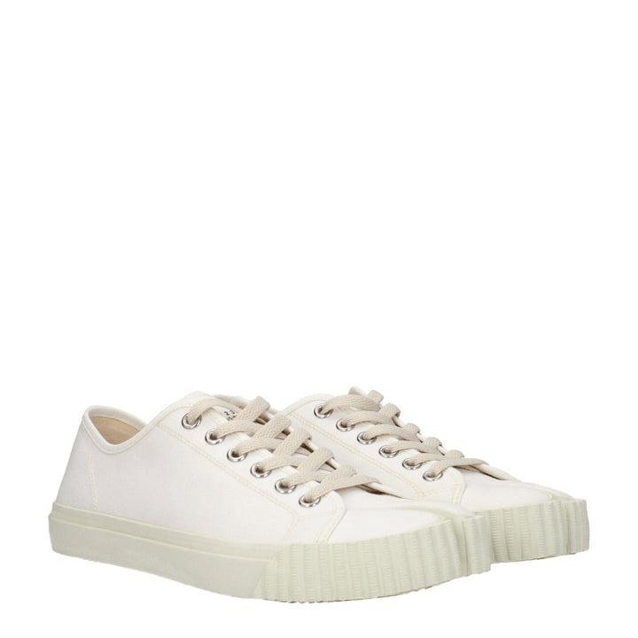 White Fabric Sneakers