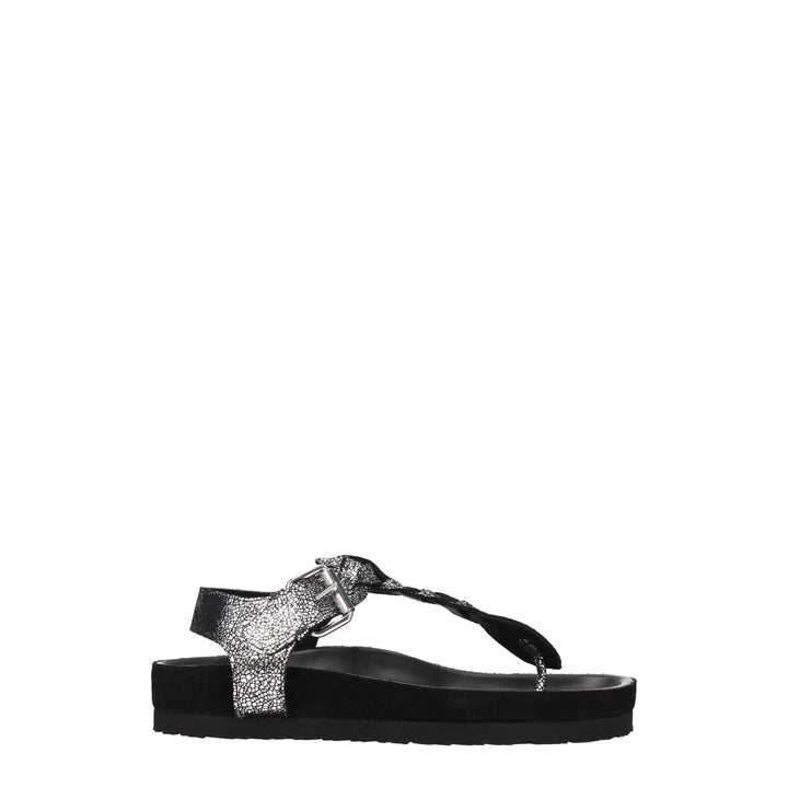 Black Leather Flip-Flop Sandal