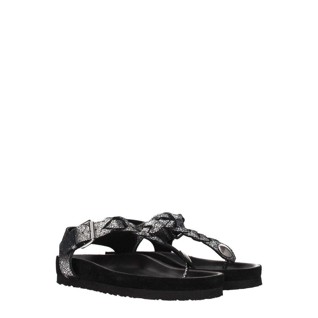 Black Leather Flip-Flop Sandal