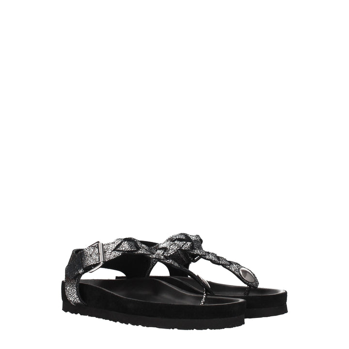 Black Leather Flip-Flop Sandal