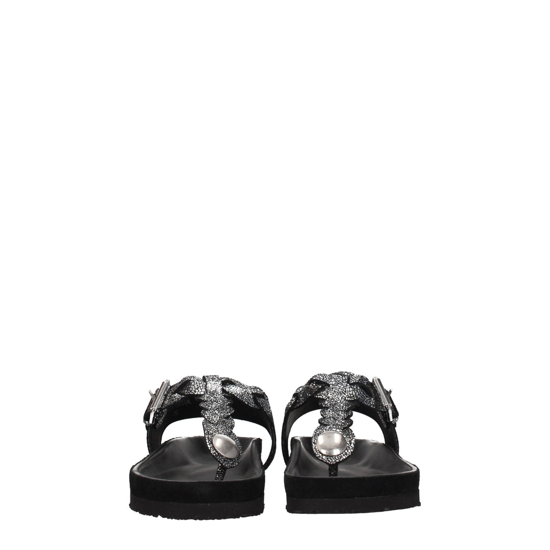 Black Leather Flip-Flop Sandal