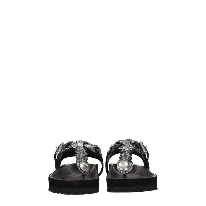 Black Leather Flip-Flop Sandal