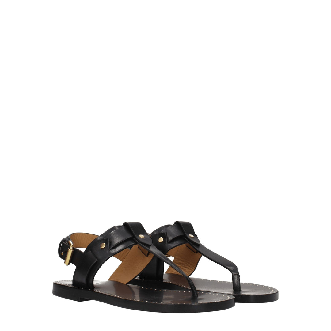 Black Leather Flip-Flop Sandal