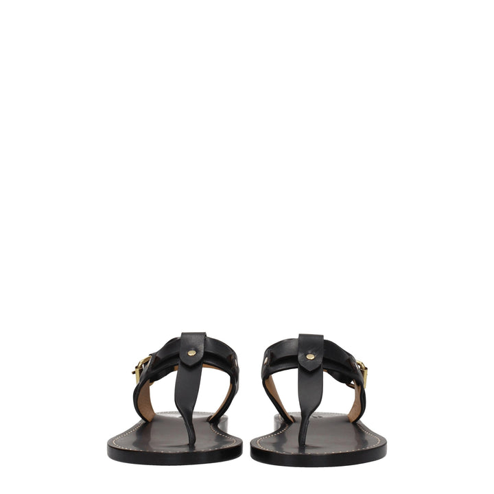 Black Leather Flip-Flop Sandal