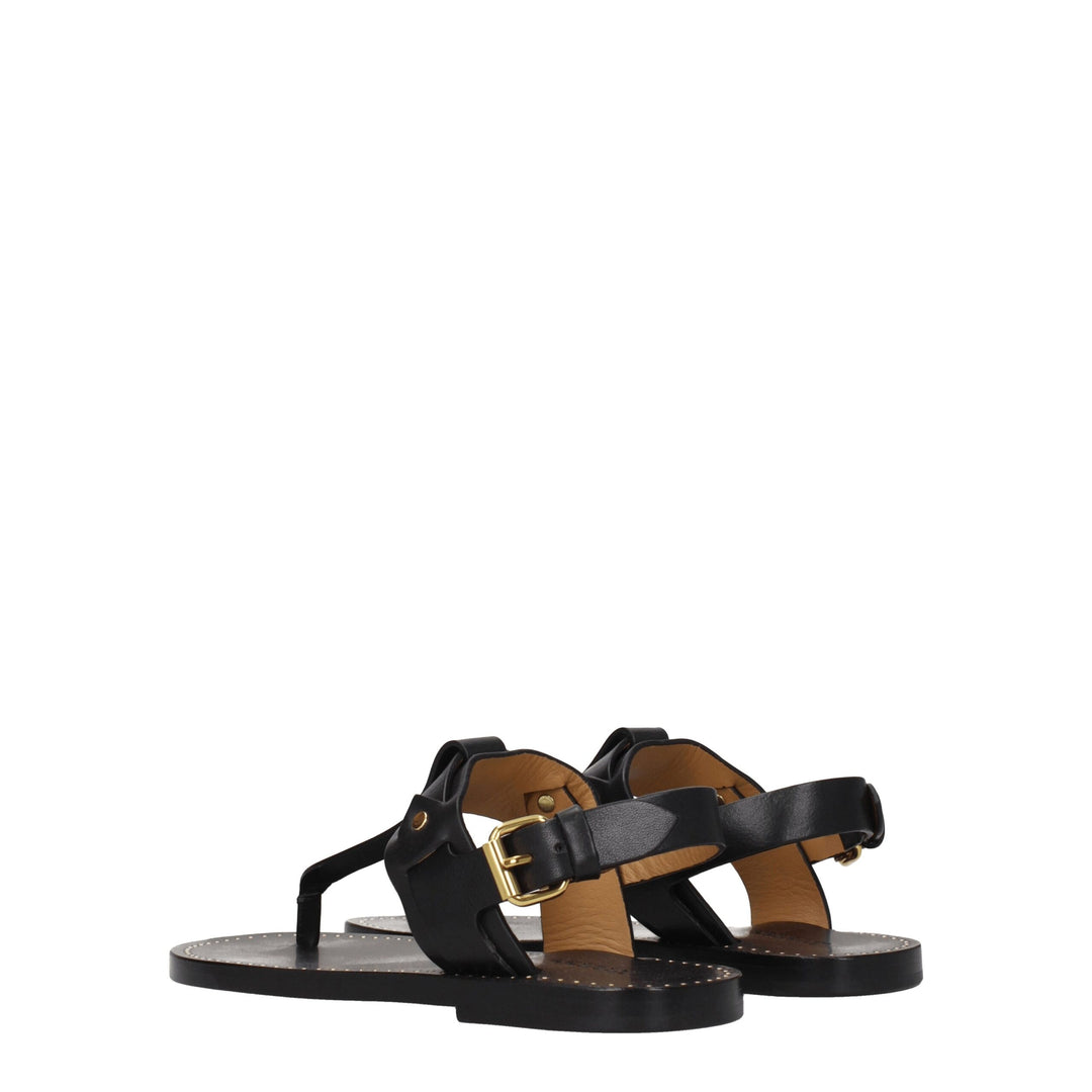 Black Leather Flip-Flop Sandal