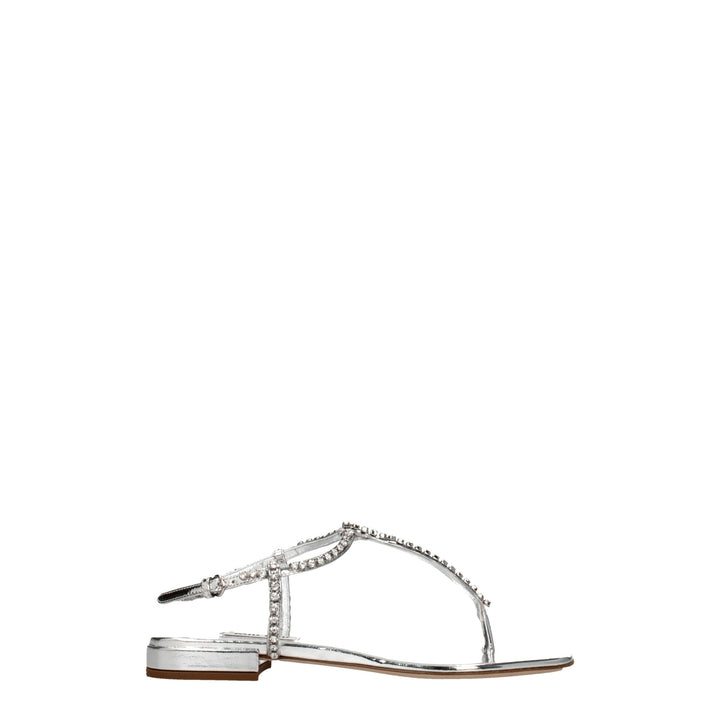 Gray Leather Flip-Flop Sandal