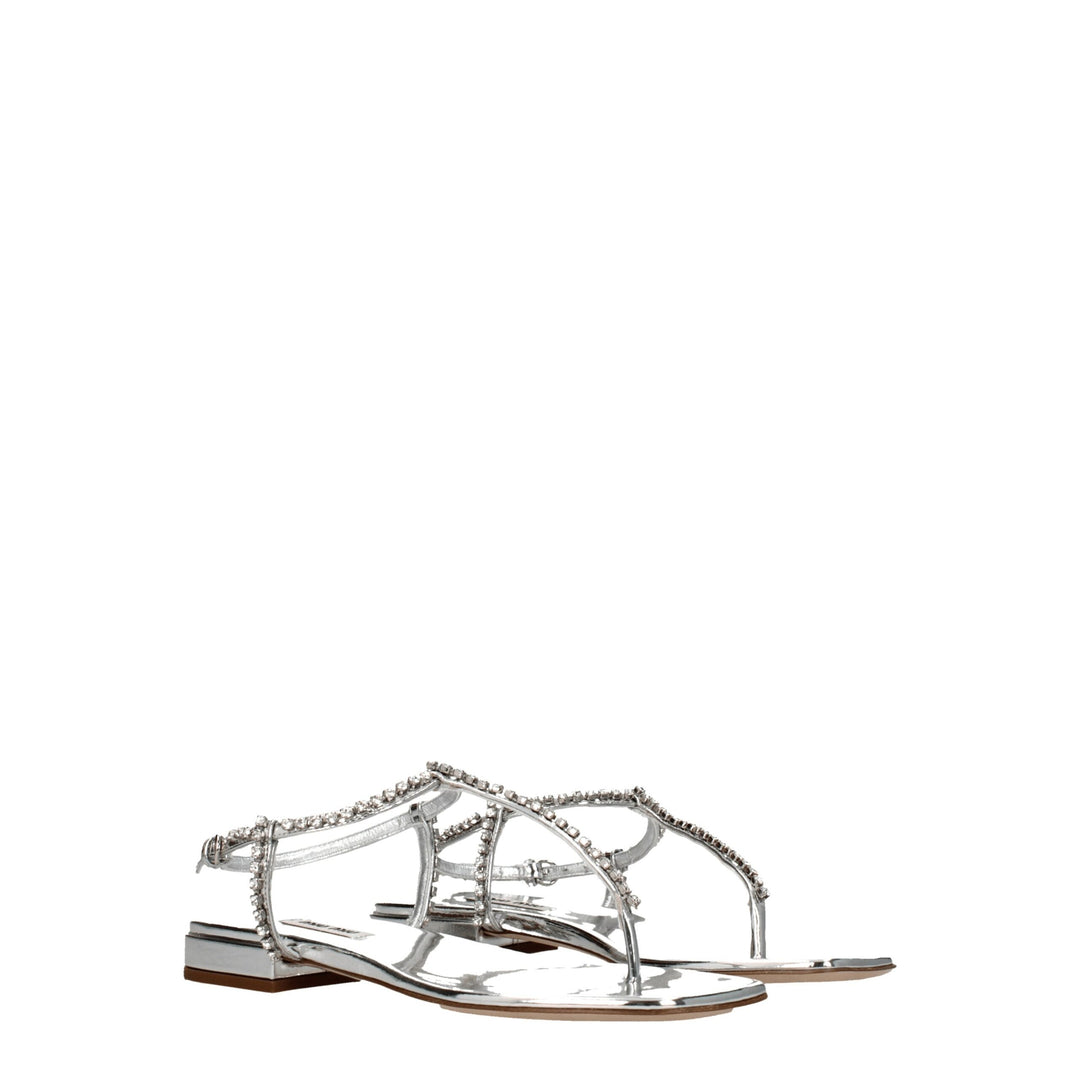 Gray Leather Flip-Flop Sandal