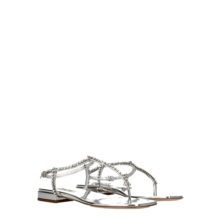Gray Leather Flip-Flop Sandal