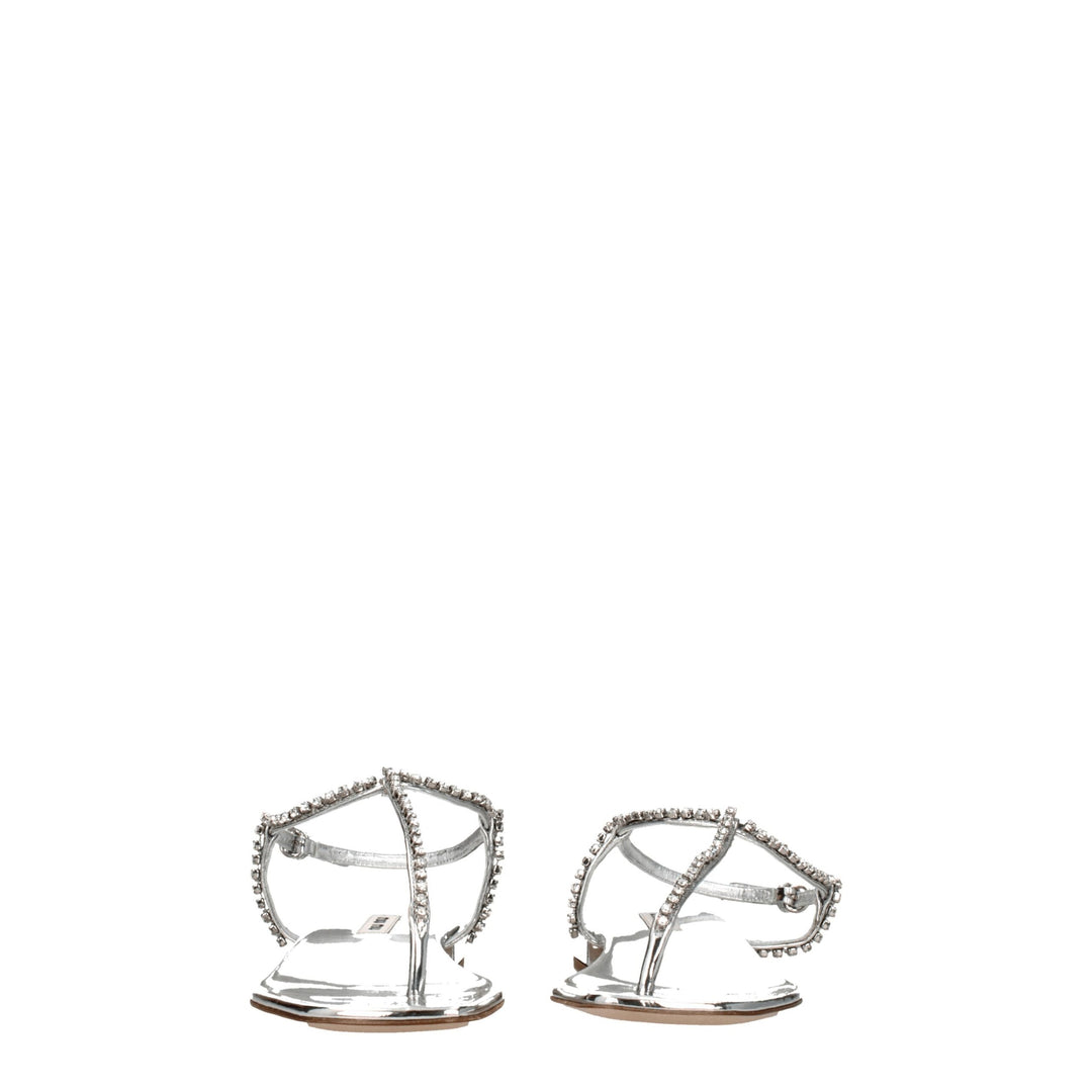 Gray Leather Flip-Flop Sandal