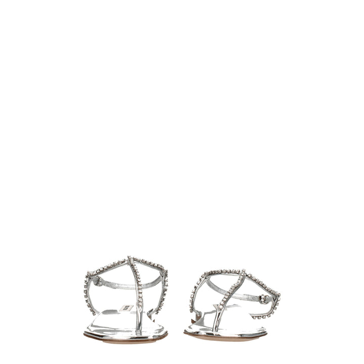 Gray Leather Flip-Flop Sandal